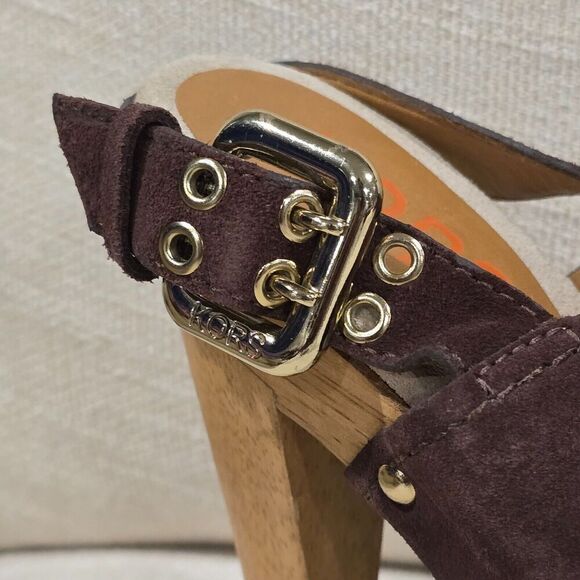 NWOB Kors Womens Studded Slingback Clogs In Chocolate Brown Suede SZ 8M Sandals - Picture 4 of 11